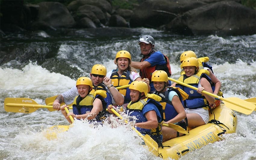 Whitewater Raft Under  Clear Blue Skies